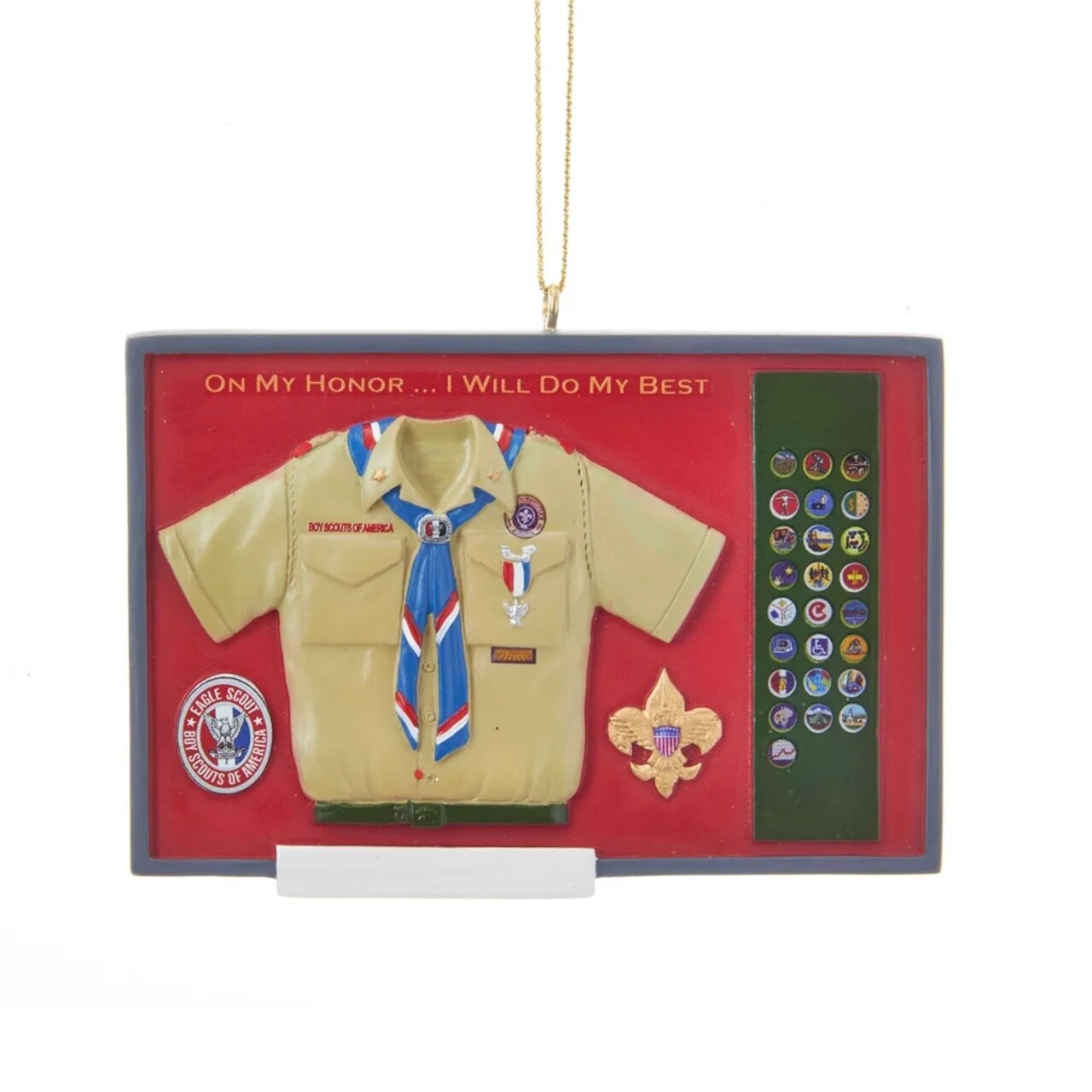 KSA Pack of 12 Personalized Boy Scouts of America Shadow Box Christmas Ornaments 3.5"
